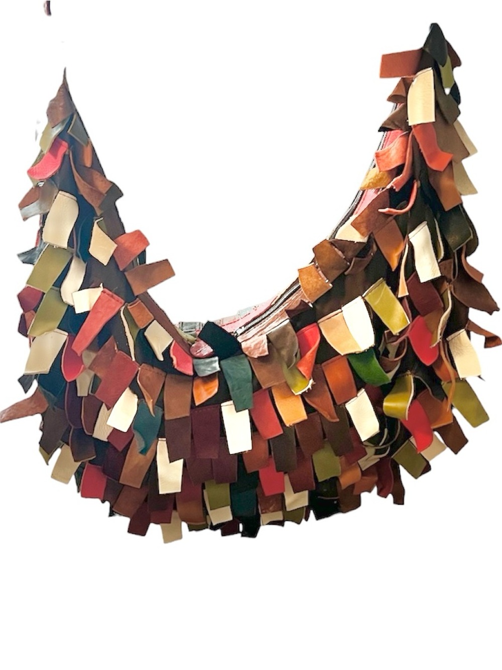 Anthropologie 7Chi Multicolor Patchwork Fringe Hobo Bag